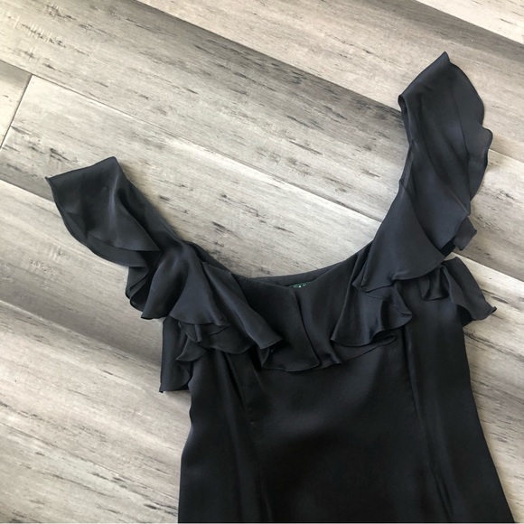 Lauren Ralph Lauren Silk Flirty Ruffle Sleeve Midi Length Semi-Formal Dress - Picture 4 of 11